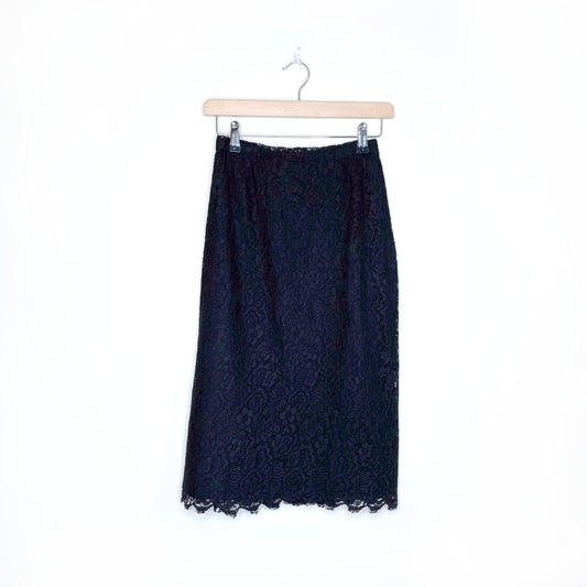 vintage black lace high rise pencil skirt - size xs