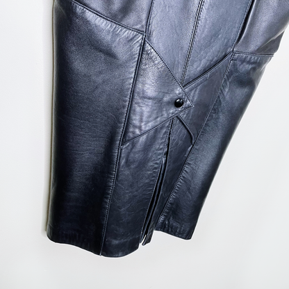 vintage danier black butter leather pencil midi skirt - size xs