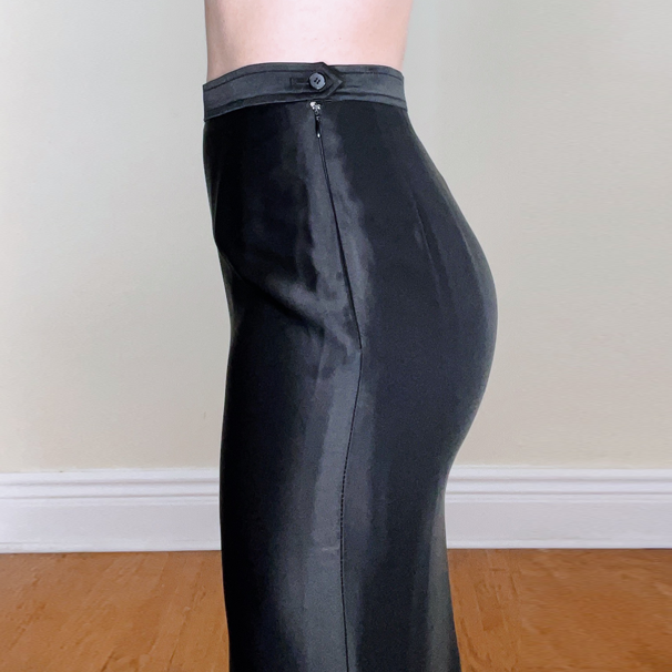 vintage ysl rive gauche black satin mermaid maxi skirt - size 40