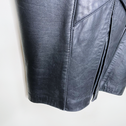 vintage danier black butter leather pencil midi skirt - size xs