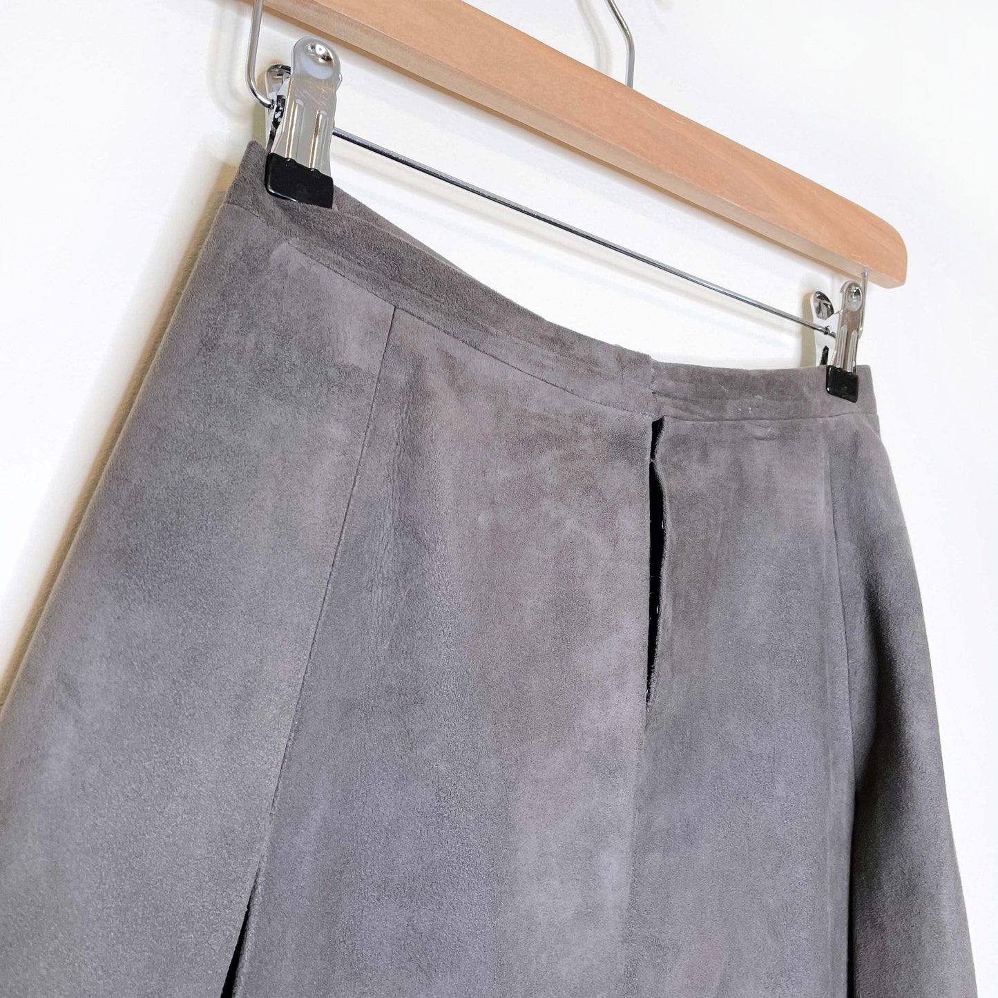 vintage high rise multi-slit suede skirt - size 2
