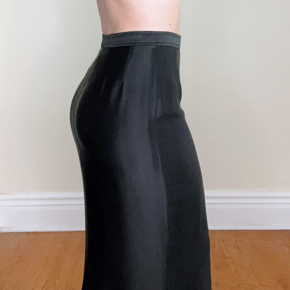 vintage ysl rive gauche black satin mermaid maxi skirt - size 40