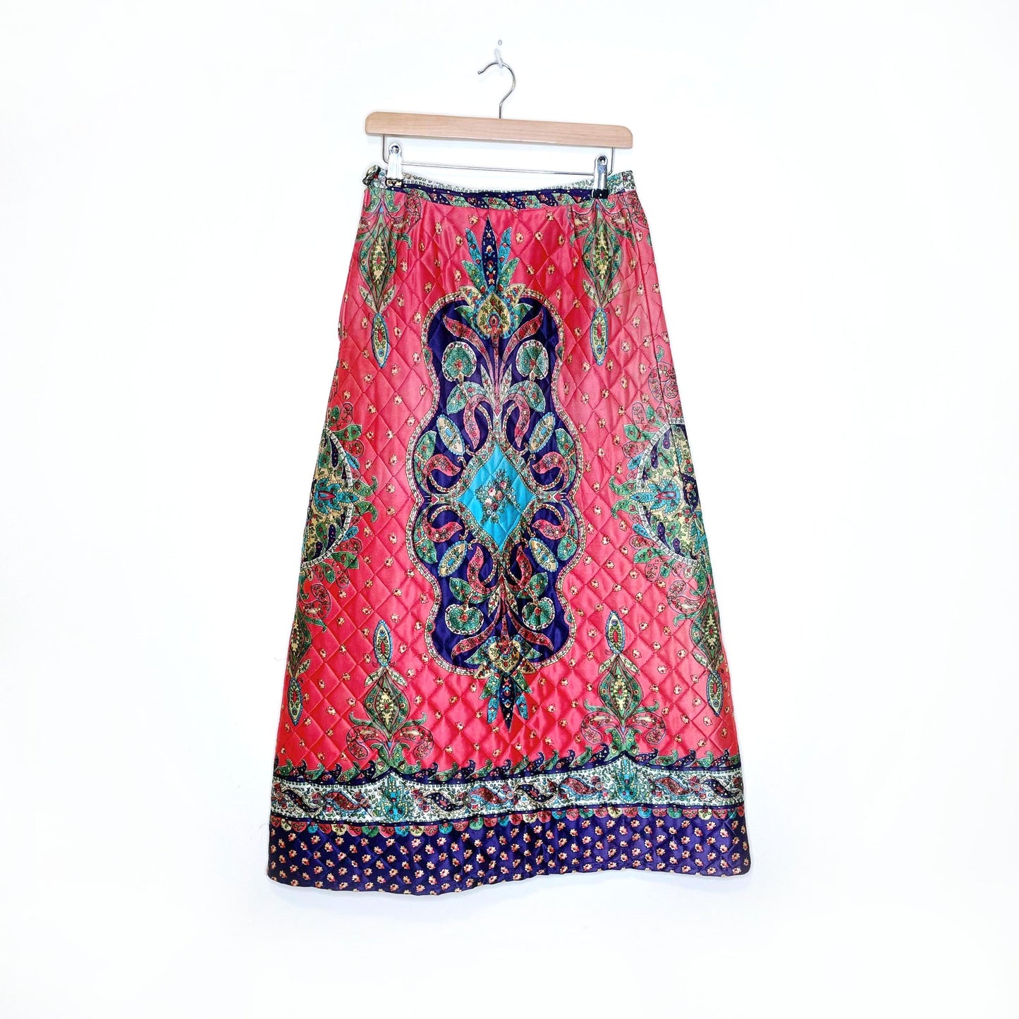 vintage 60's boho quilted maxi skirt - size small