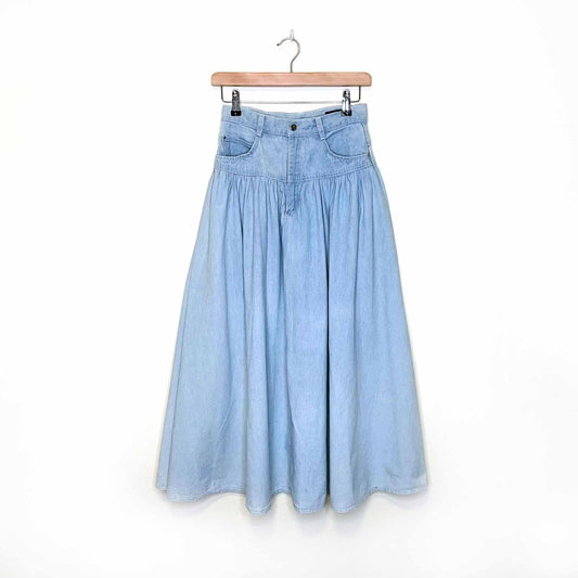 vintage pelican cove western denim a-line midi skirt - size small