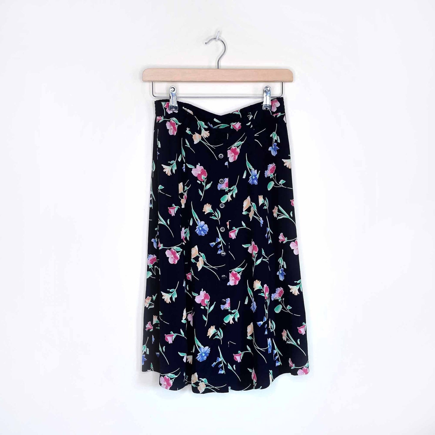 vintage conrad c floral button down midi skirt - size 2