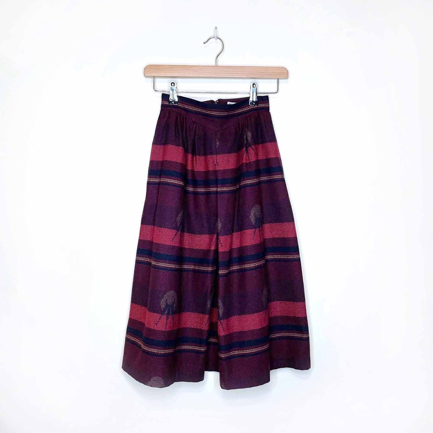 verlaine international southwestern wool midi skirt - size 34