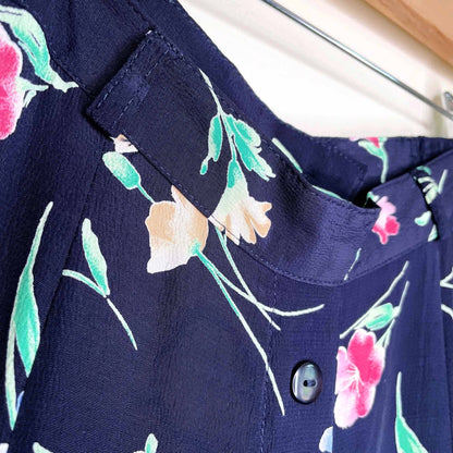 vintage conrad c floral button down midi skirt - size 2