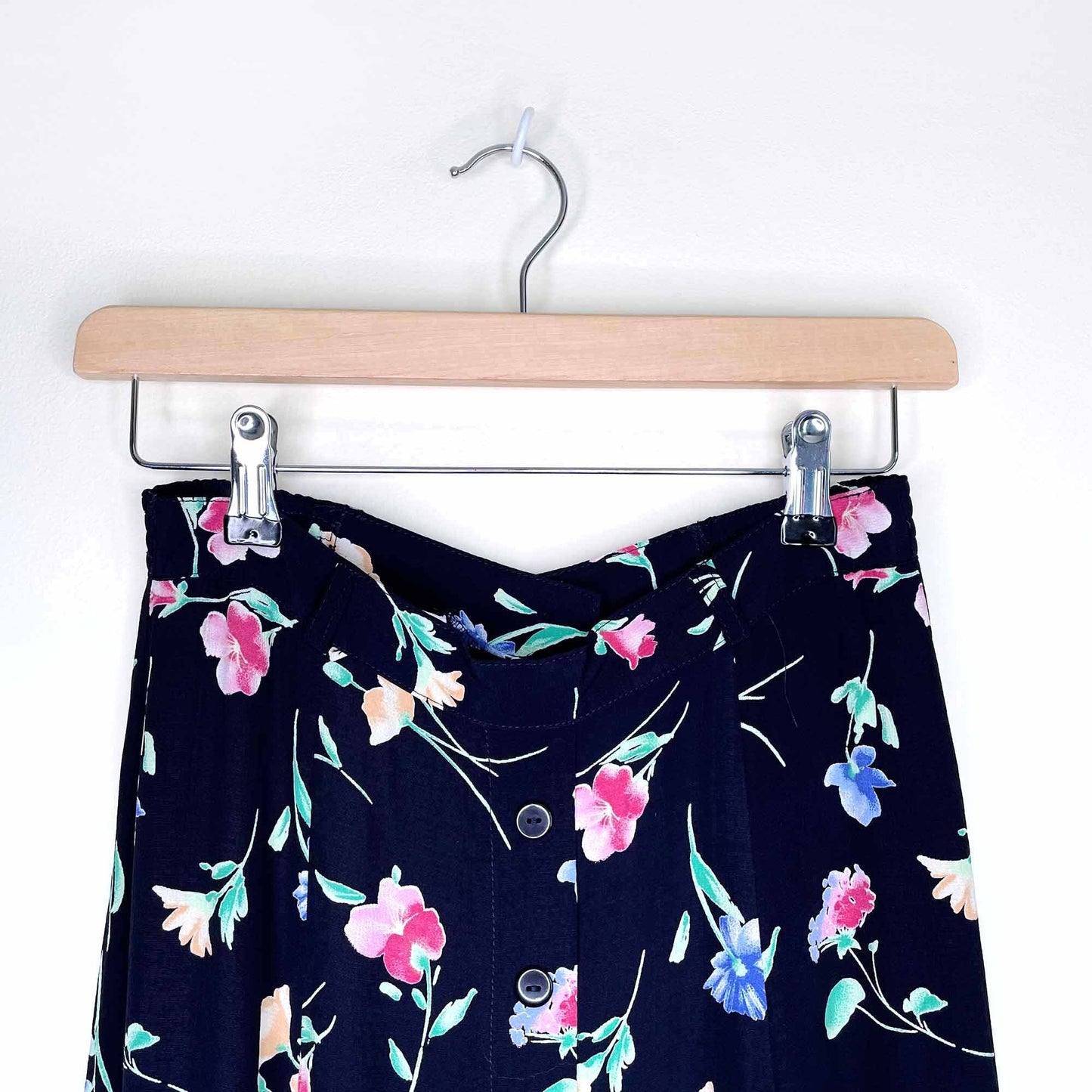 vintage conrad c floral button down midi skirt - size 2