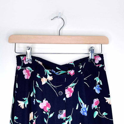 vintage conrad c floral button down midi skirt - size 2