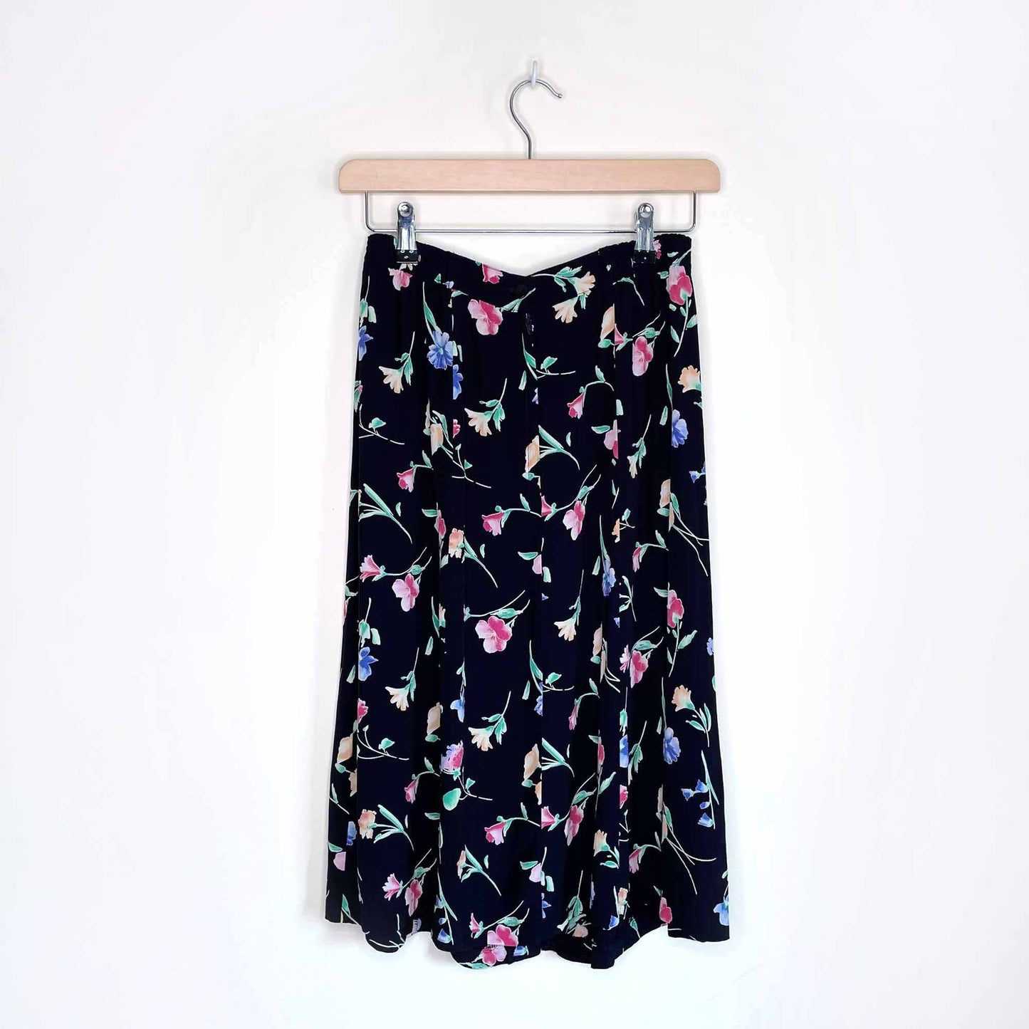 vintage conrad c floral button down midi skirt - size 2