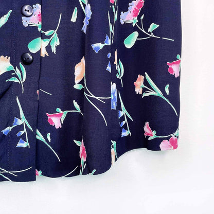 vintage conrad c floral button down midi skirt - size 2
