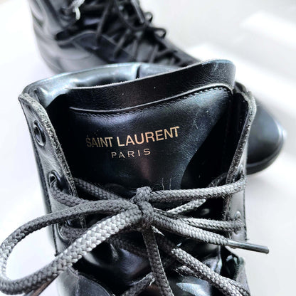 saint laurent SL01H black leather high top sneakers - size 42.5