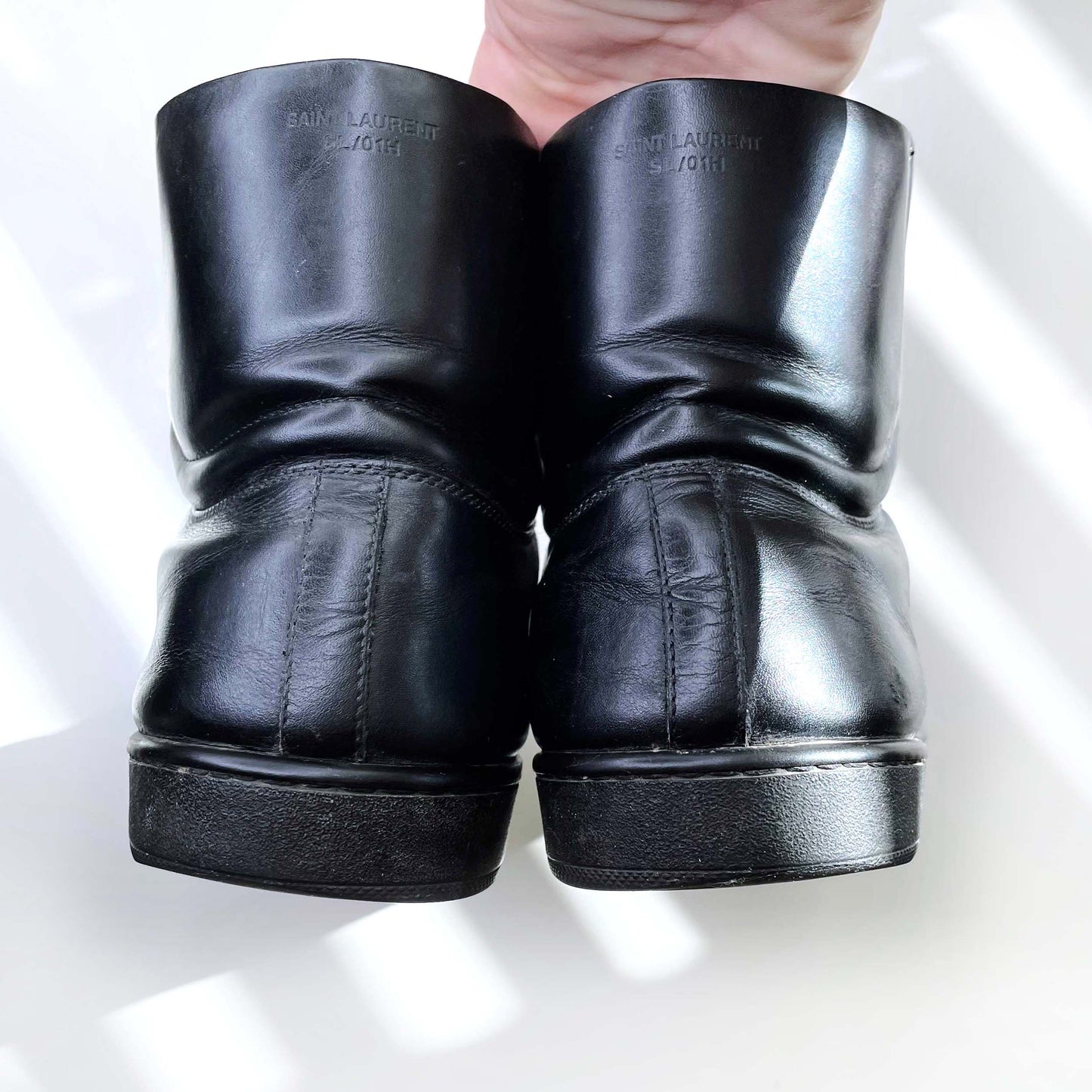 saint laurent SL01H black leather high top sneakers - size 42.5