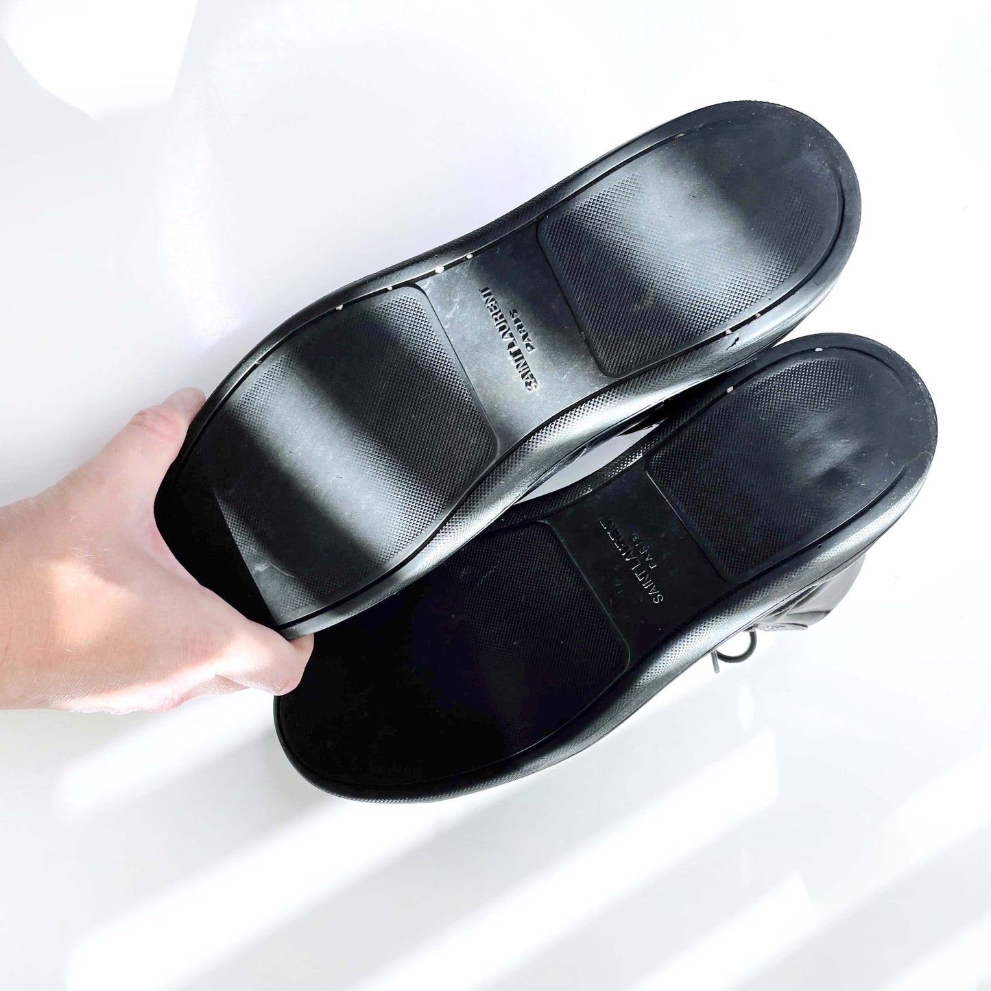 saint laurent SL01H black leather high top sneakers - size 42.5