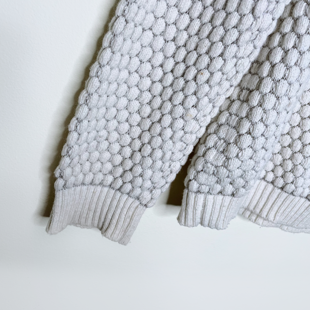 sleeping on snow cream metallic textured knit hoodie - size medium