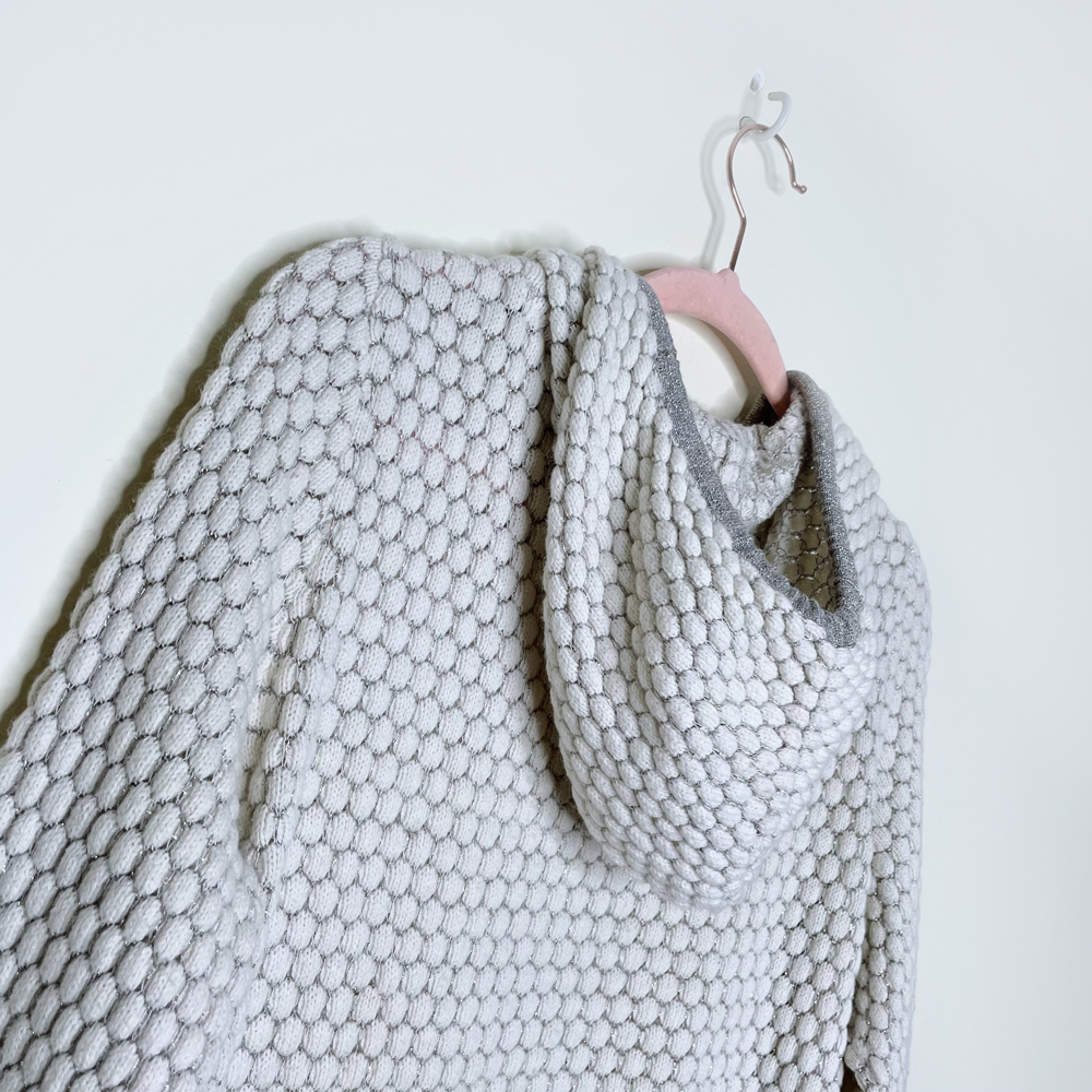 sleeping on snow cream metallic textured knit hoodie - size medium