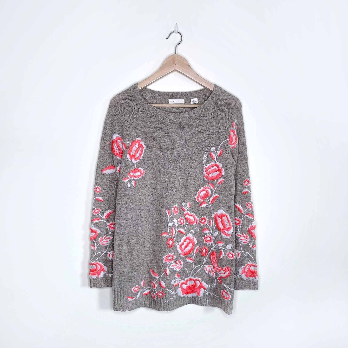 sleeping on snow floral embroidered wool-blend sweater - size xs
