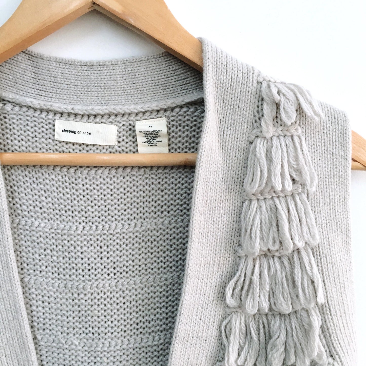 Sleeping on Snow wool loop fringe vest - size xs