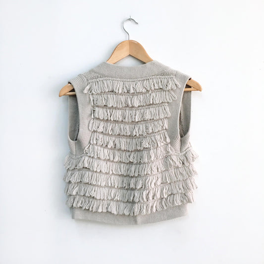 Sleeping on Snow wool loop fringe vest - size xs