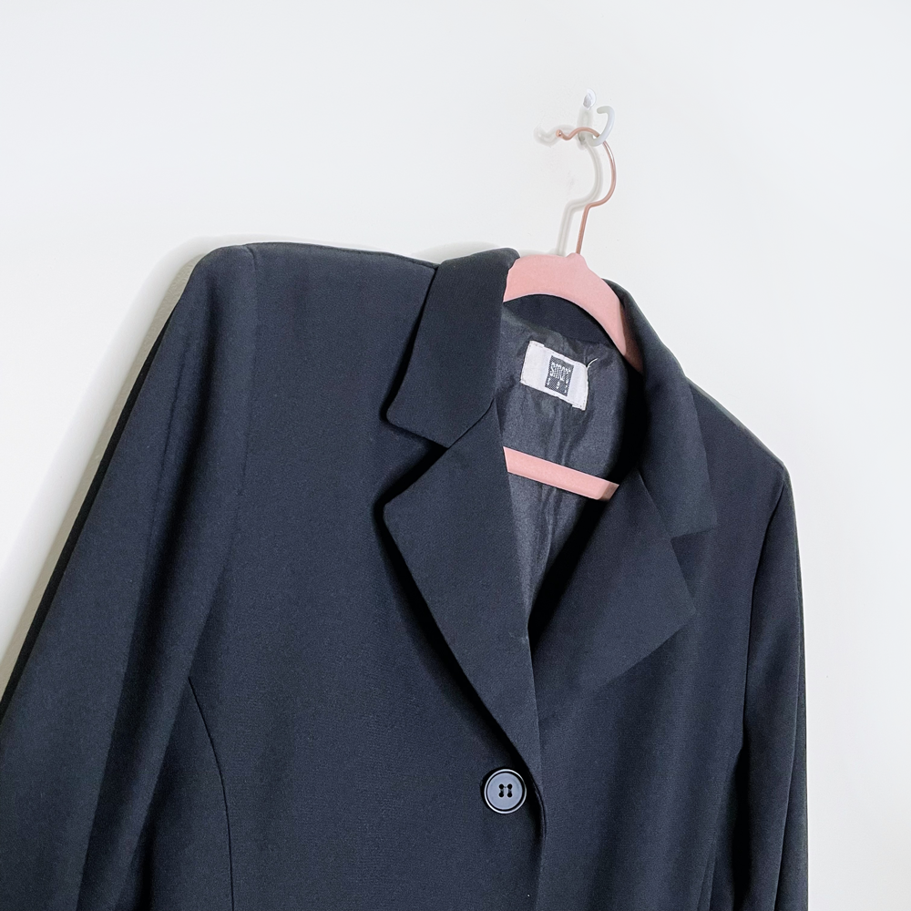 vintage smart set 90s black duster blazer jacket - size sm/med