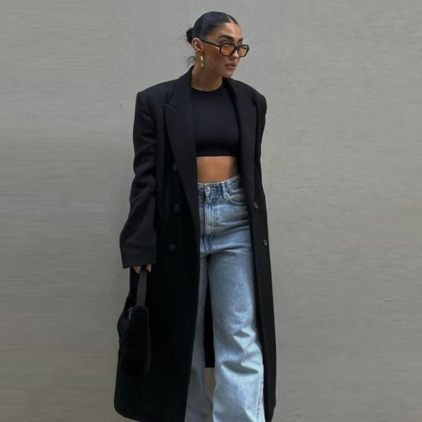 vintage smart set 90s black duster blazer jacket - size sm/med