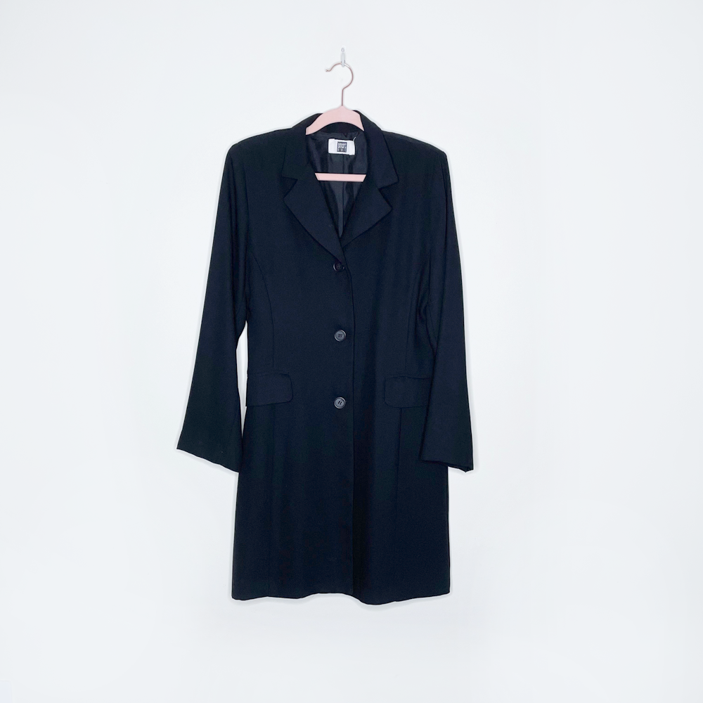 vintage smart set 90s black duster blazer jacket - size sm/med