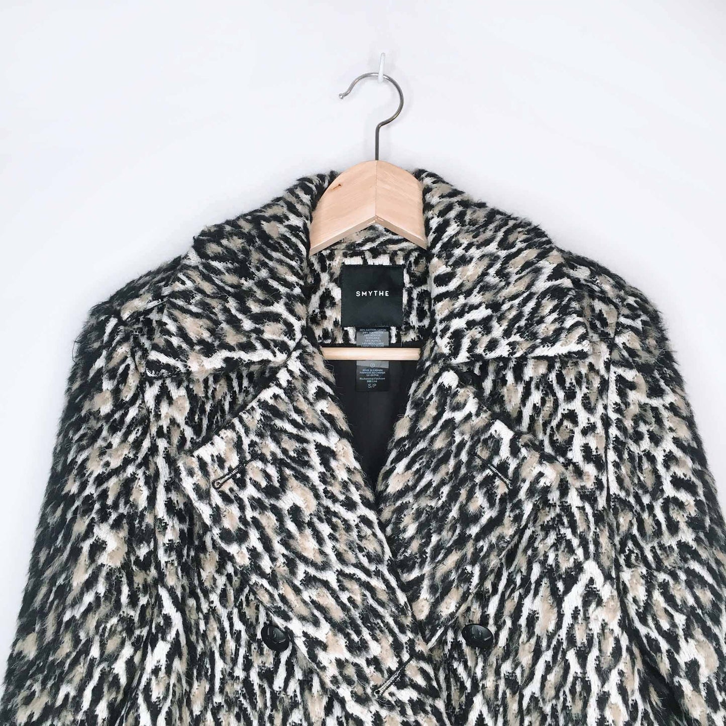 Smythe leopard wool alpaca double breasted coat - size Small