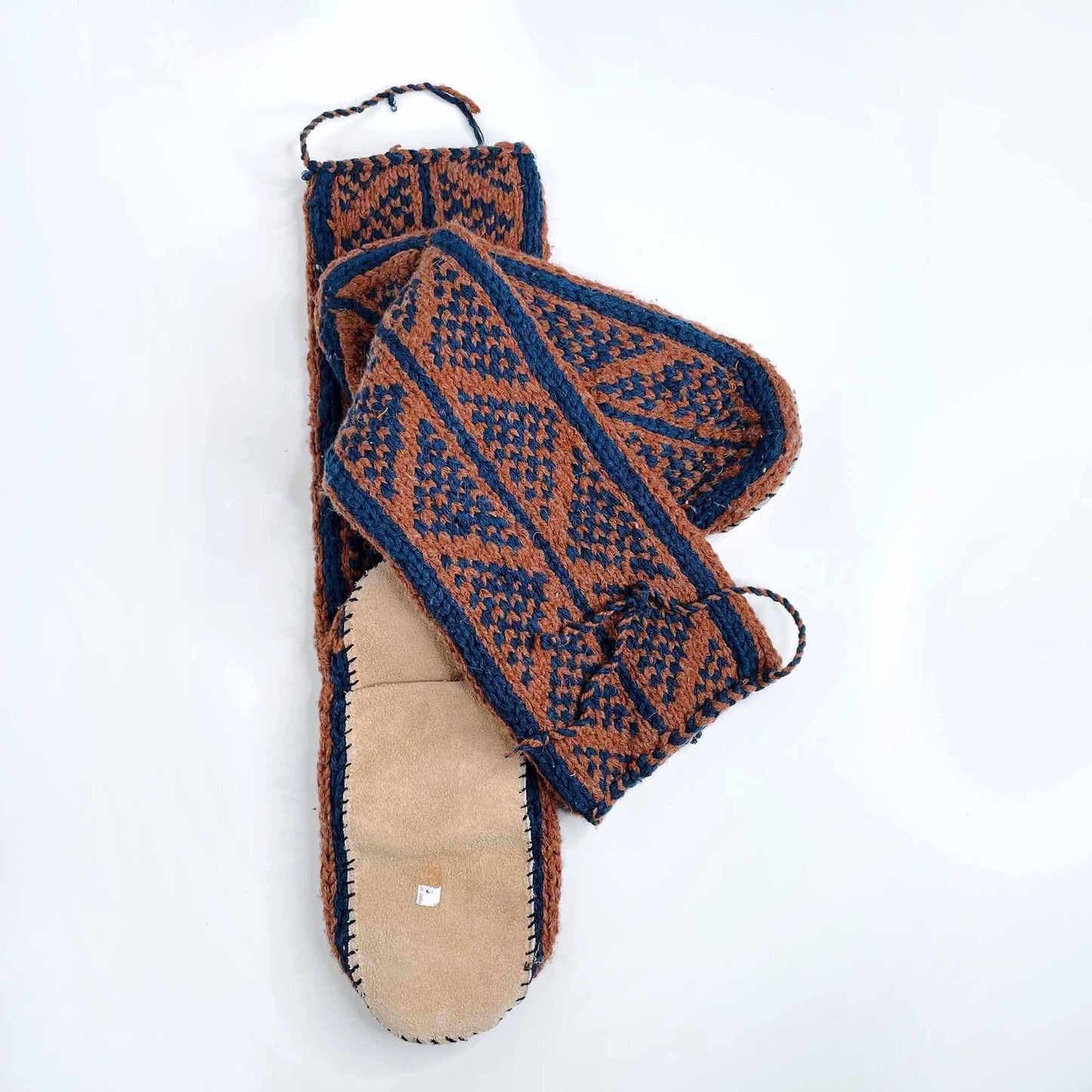 hand-knit koa mukluk wool slipper socks - size xl