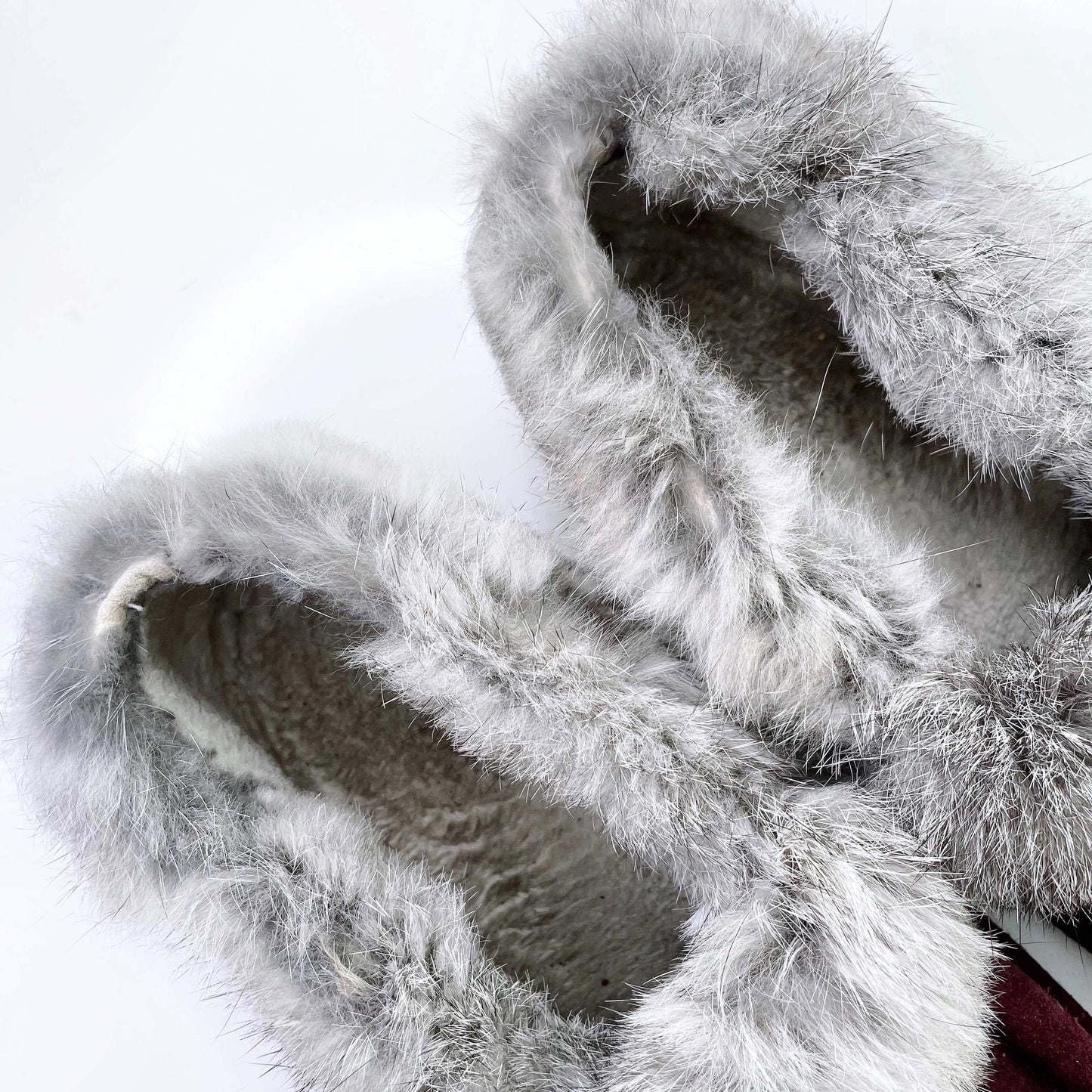 softmoc rabbit fur trim suede moccasins - size 11