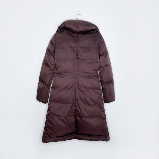 soia & kyo brown high neck long down puffer jacket - size xxs