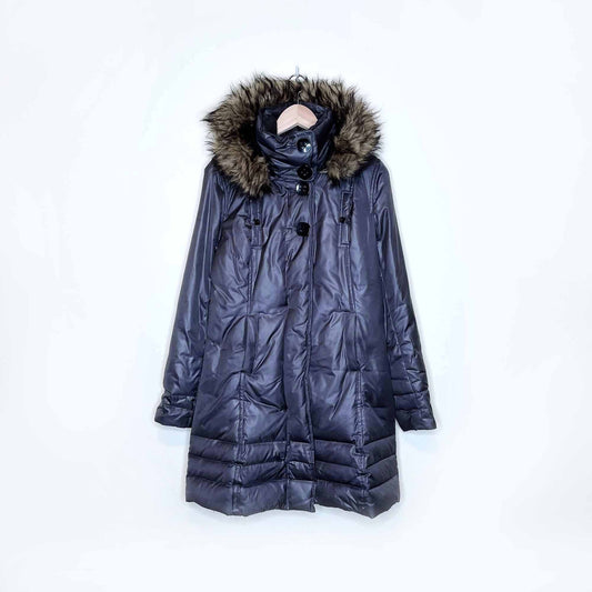 soia & kyo naoki down puffer parka with removable faux fur hood - size small
