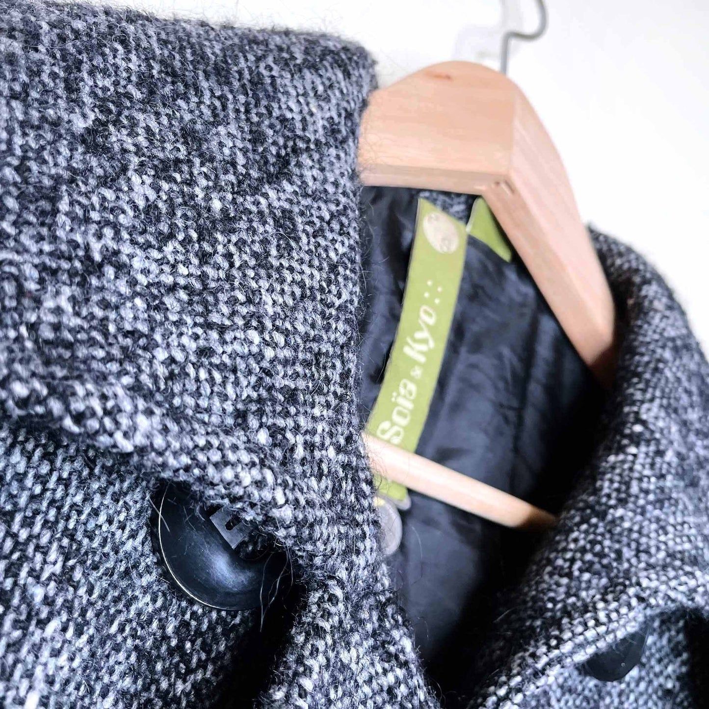 soia & kyo double breasted belted wool jacket - size small