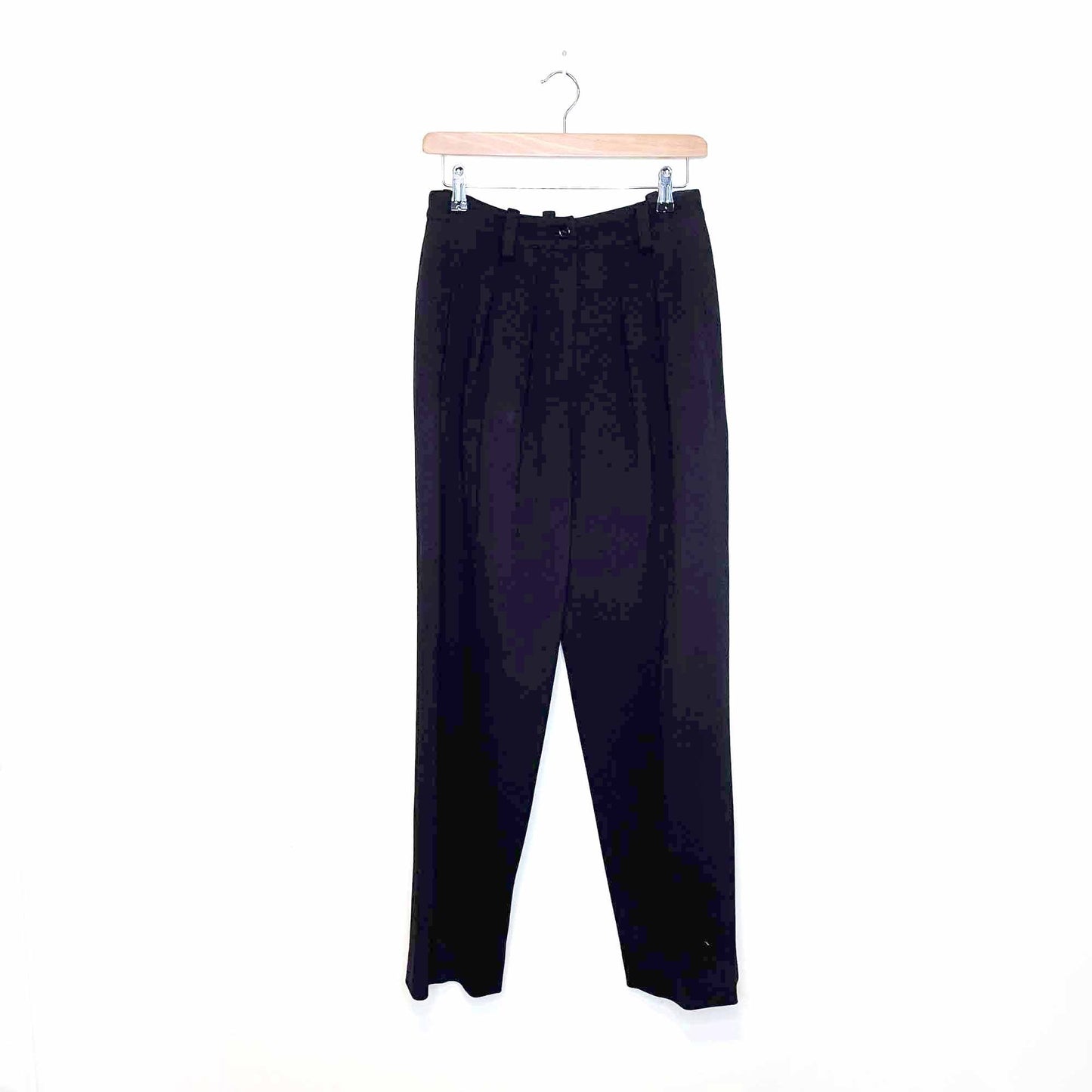 sonia rykiel high rise black wool pleated trouser - size 40