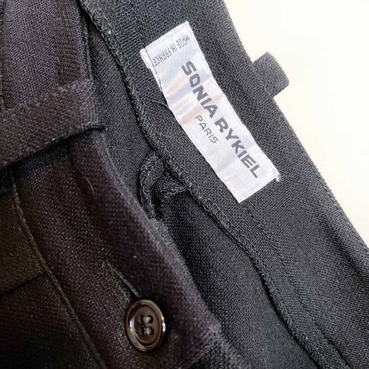 sonia rykiel high rise black wool pleated trouser - size 40