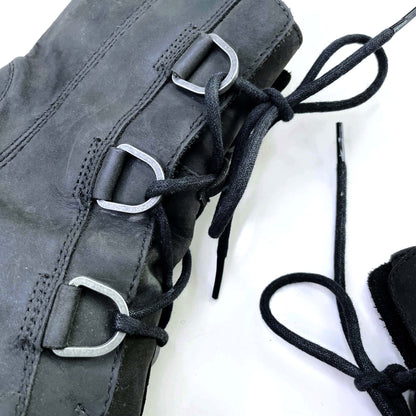 sorel black leather joan of arctic II wedge boots - size 8