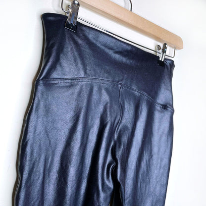 spanx black high rise faux leather leggings - size large