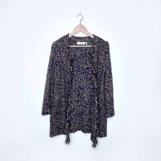 sparrow linen-blend fringe knit cardi - size small