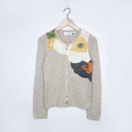 Sparrow Carlotta embellished flower wool cardigan - size xs