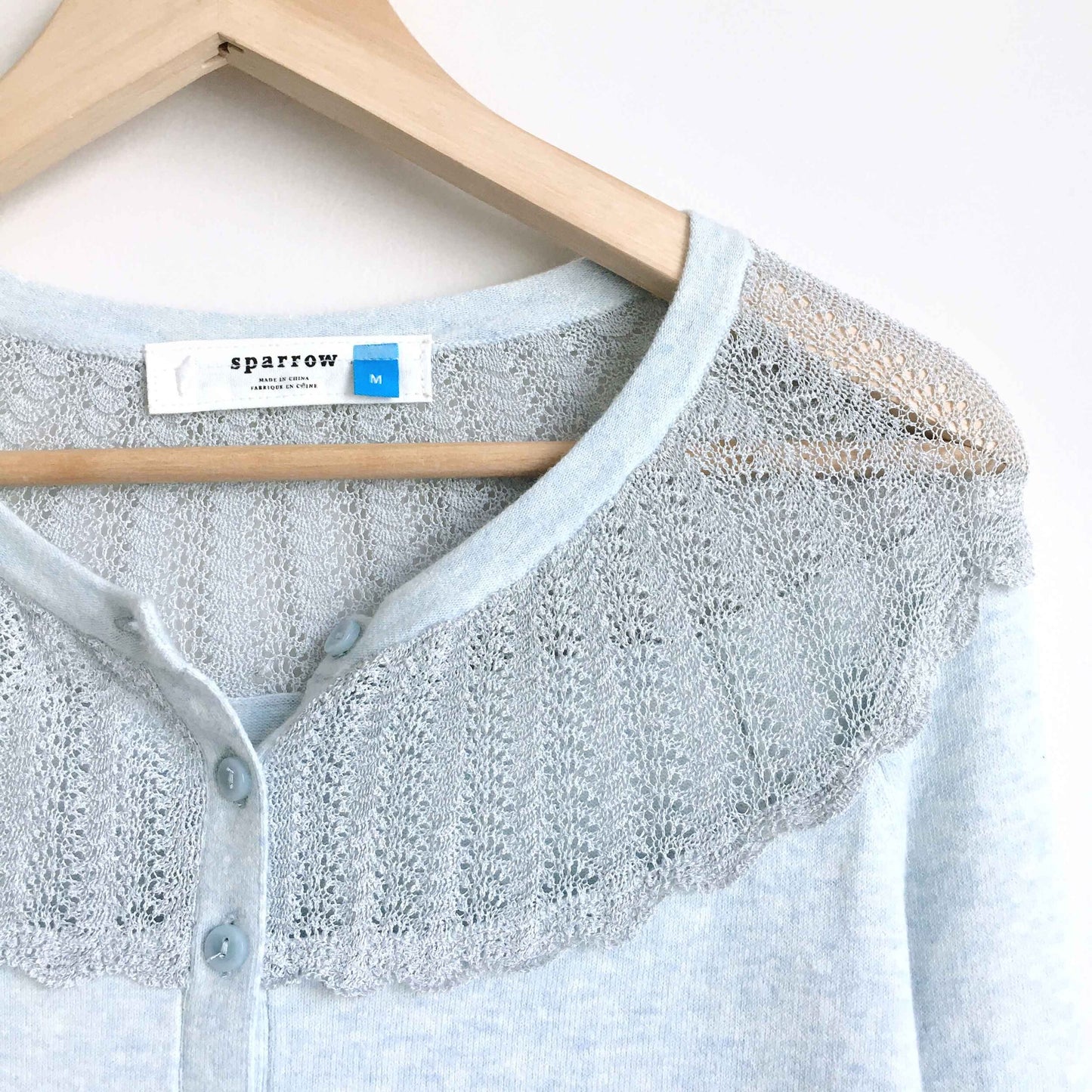 Sparrow crochet yoke cardigan with cashmere - size Medium