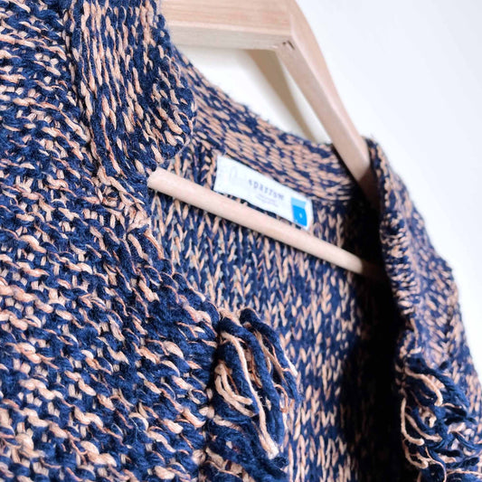 sparrow linen-blend fringe knit cardi - size small