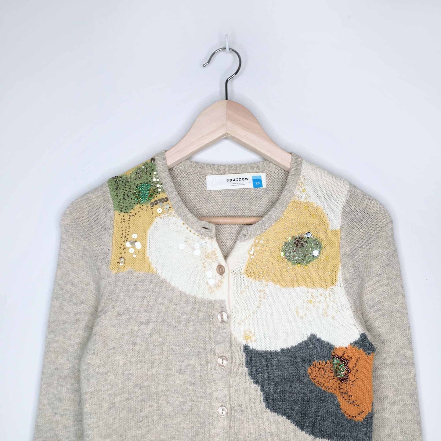 Sparrow Carlotta embellished flower wool cardigan - size xs