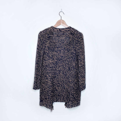 sparrow linen-blend fringe knit cardi - size small