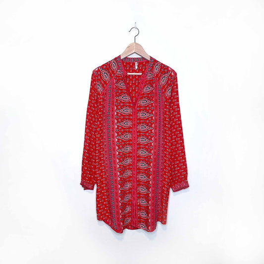spell & the gypsy red bandana gypsiana shirt dress - size small