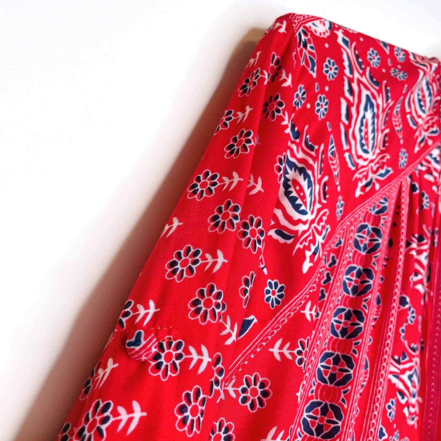 spell & the gypsy red bandana gypsiana shirt dress - size small