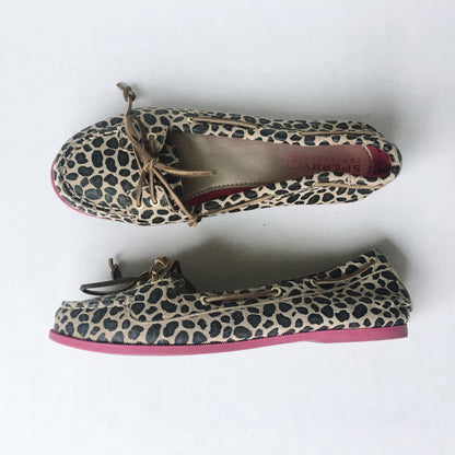 sperry topsider audrey leopard boat shoe - size 6