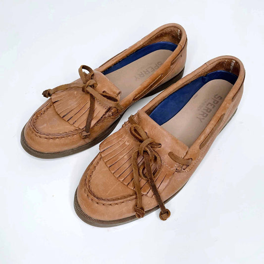 sperry topsider tremont kiltie leather fringe loafers - size 6.5