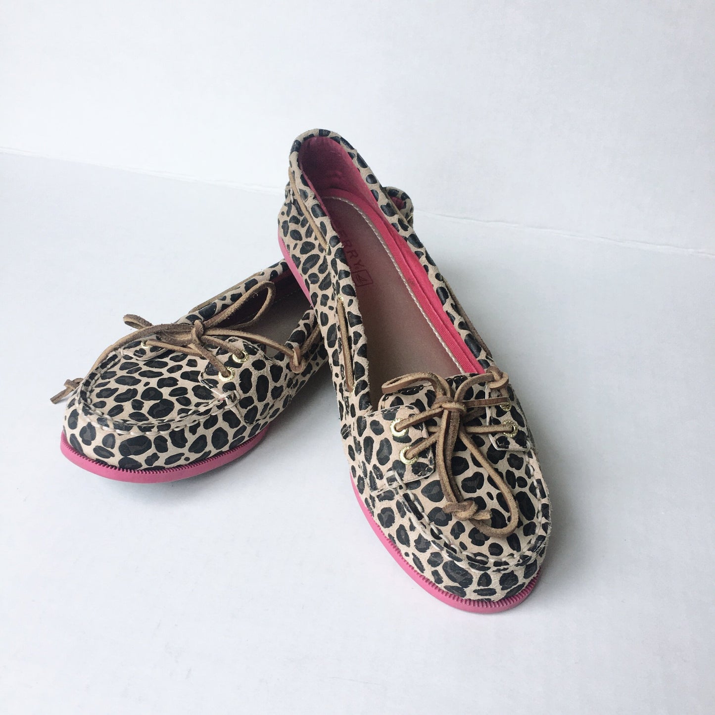 sperry topsider audrey leopard boat shoe - size 6