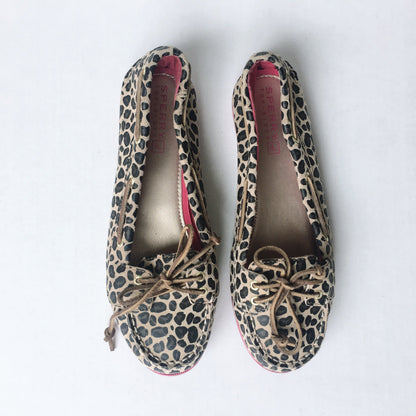 sperry topsider audrey leopard boat shoe - size 6