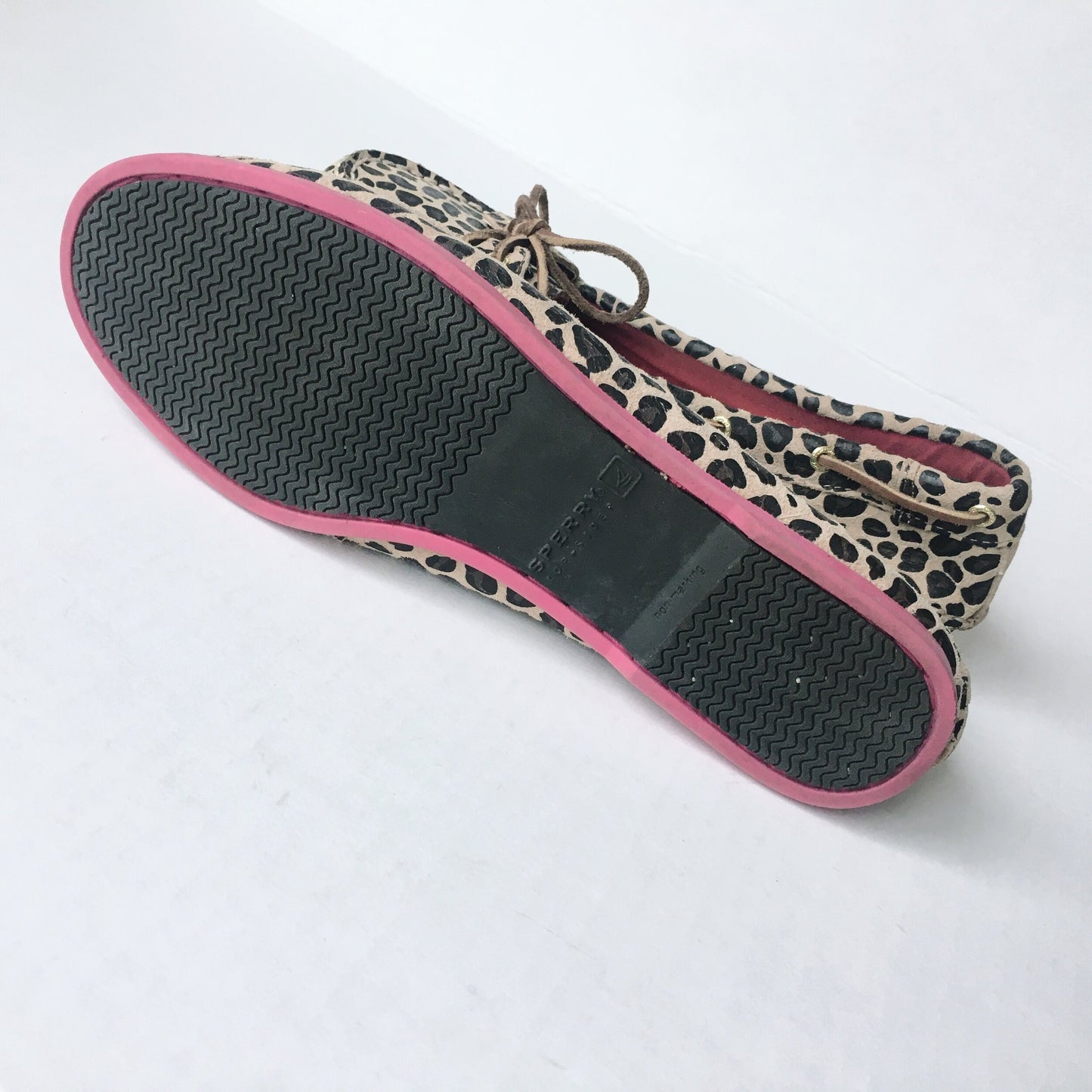 sperry topsider audrey leopard boat shoe - size 6