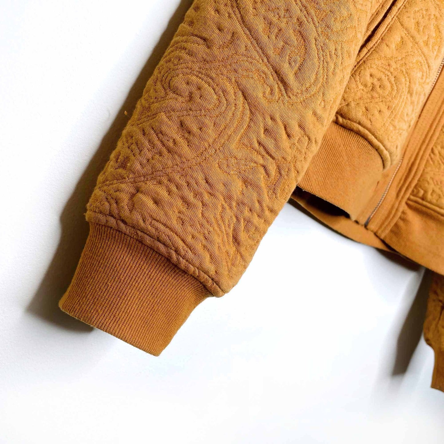 saturday sunday jacquard quilted bomber - size small